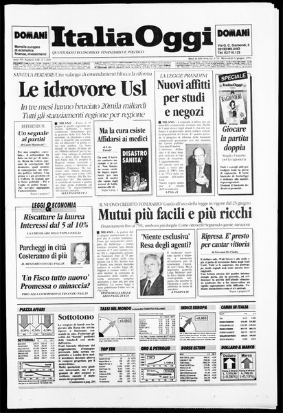 Italia oggi : quotidiano di economia finanza e politica